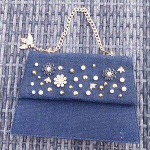 Christian Siriano Blue Denim Bee Handbag